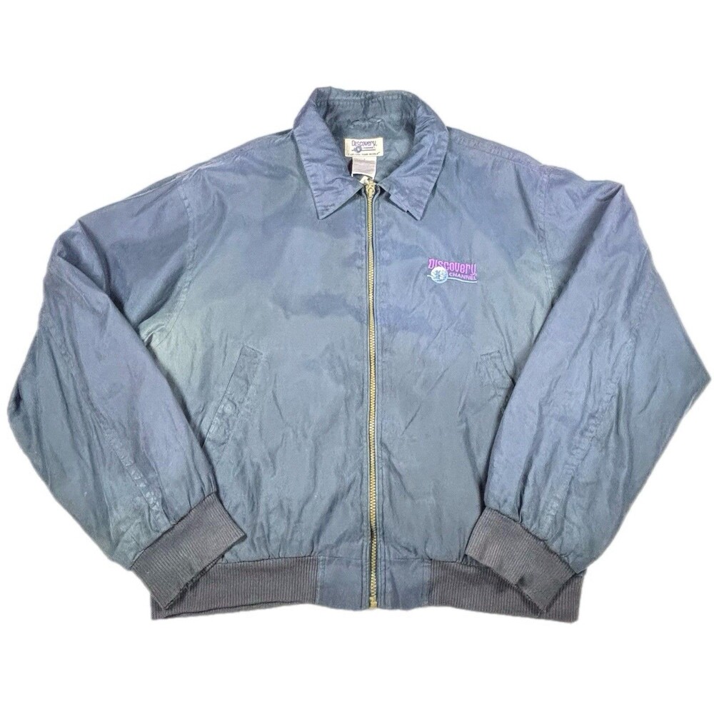 Discovery Channel Embroidered Navy Blue Full Zip Lightweight Lined Jacket size S